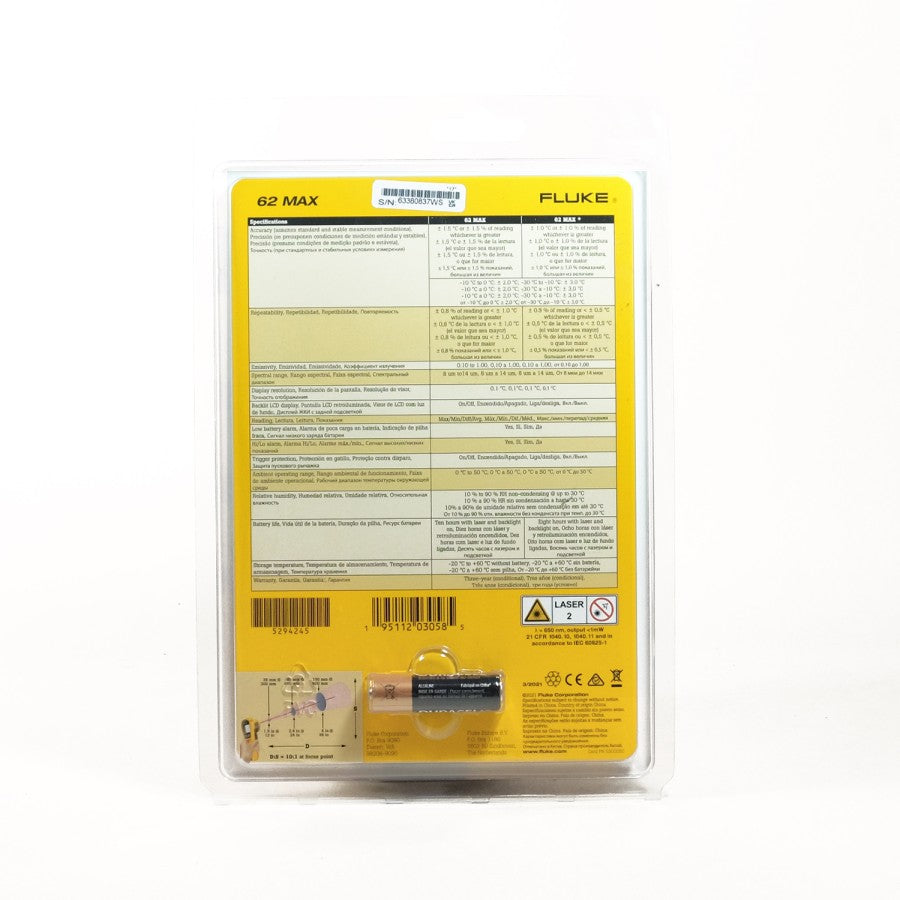 FLUKE 62 MAX Single Laser Infrared Thermometer