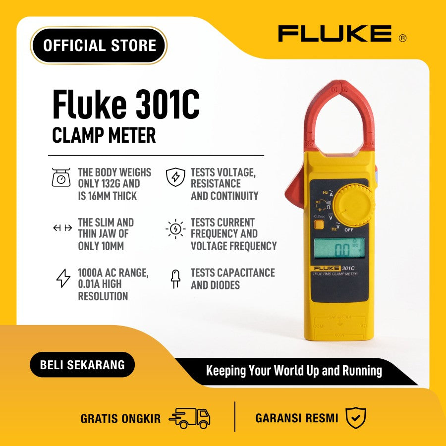 FLUKE 301c 1000 A AC True-RMS Clamp Meter