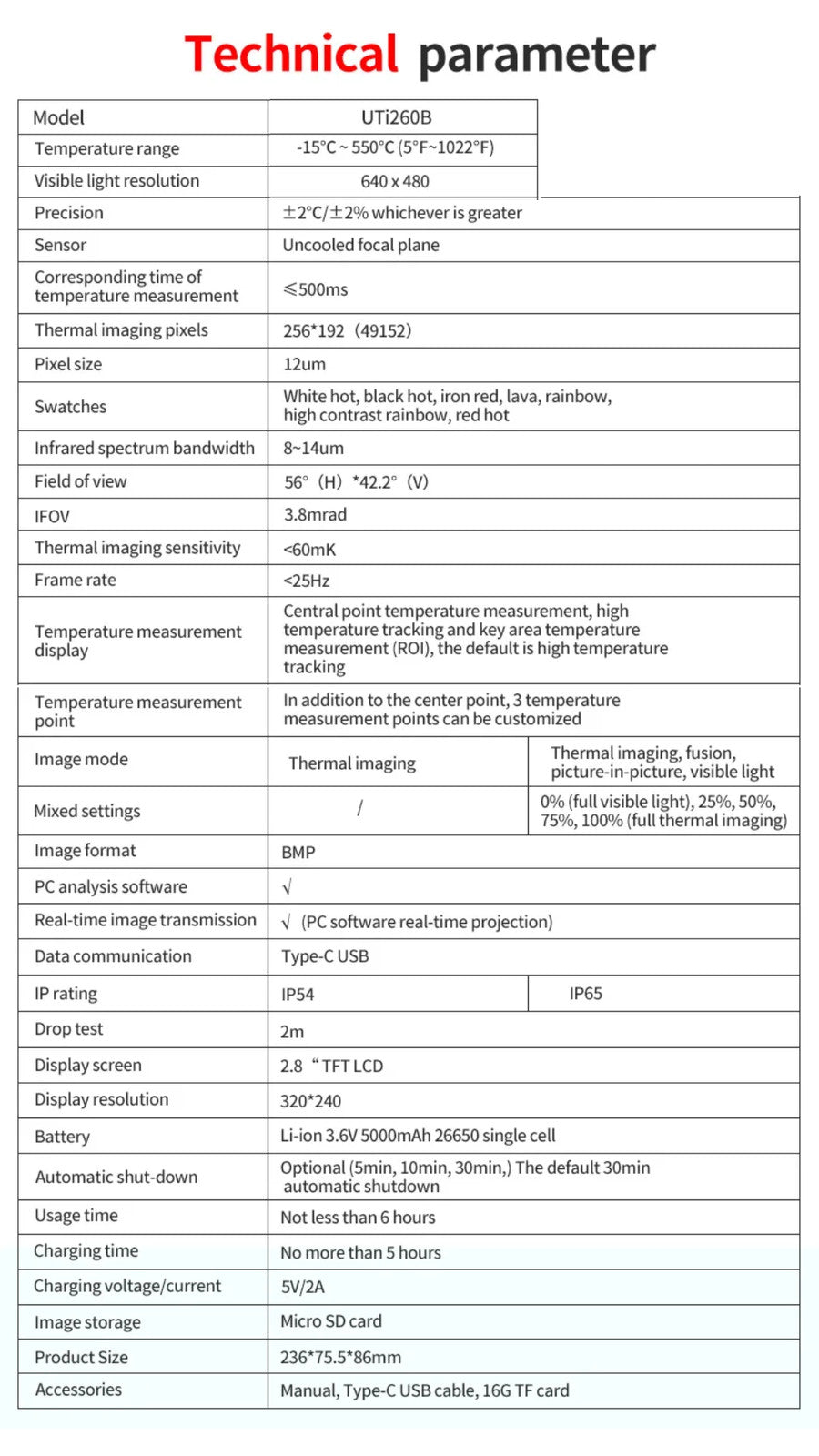 UNI-T UTi260B Thermometer Thermal Imager Imaging Camera Thermal