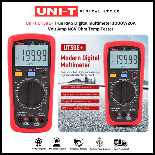 UNI-T UT39E+ AC/DC 20A 1000V Handheld Digital Multimeter - Penguji Suhu UT39E+