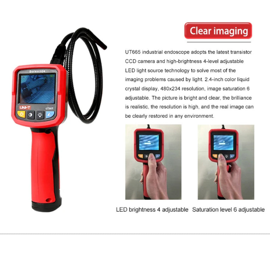 UNI-T UT665 Industrial Snake Borescope Handheld 2.4 Inch - Borescope Industri Genggam UT665