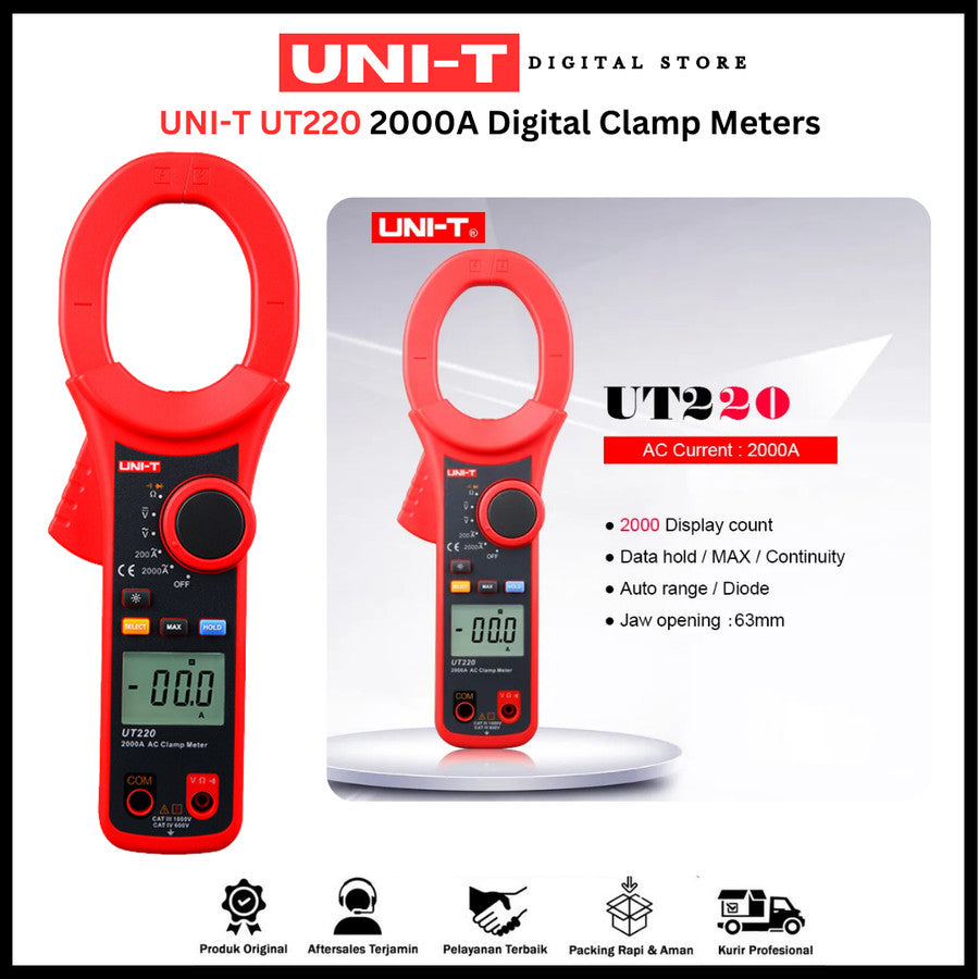 UNI-T UT220 Digital Clamp Meter 2000A Auto Range 63mm - Digital Clamp Meter UT220