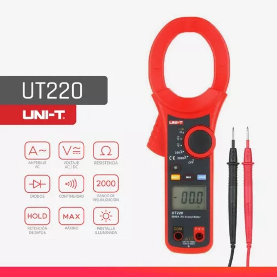 UNI-T UT220 Digital Clamp Meter 2000A Auto Range 63mm - Digital Clamp Meter UT220