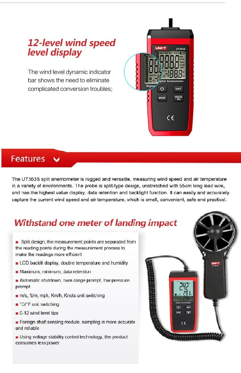 UNI-T UT363S Digital Anemometer - UNI-T UT363S