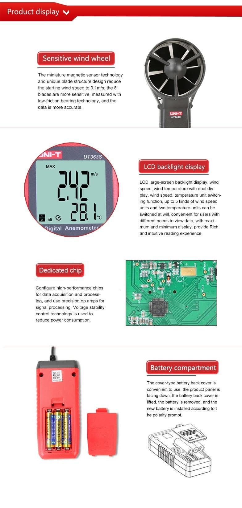 UNI-T UT363S Digital Anemometer - UNI-T UT363S